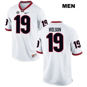Men's Georgia Bulldogs NCAA #19 Jarvis Wilson Nike Stitched White Authentic College Football Jersey BUP0154CX